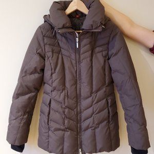 Mid-Length Winter Down Coat/Parka - Brown